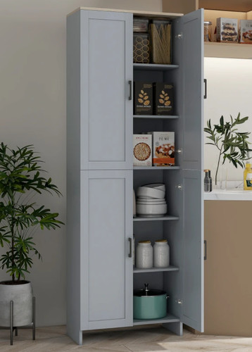 Tall kitchen cupboard grey - cupboard,